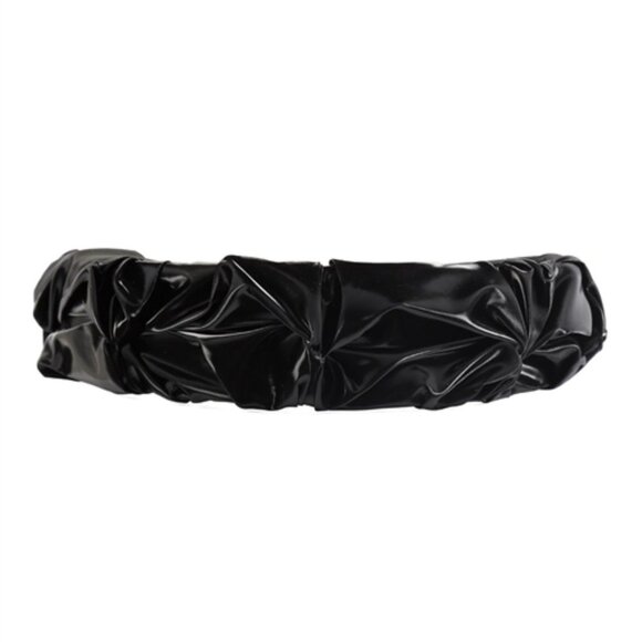 Black Faux Leather Wrinkled Fashion Headband - Picture 1 of 5